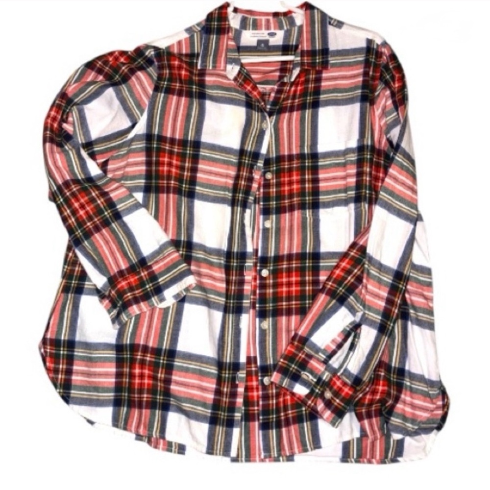 Old Navy Red and Blue Plaid Button Down Shirt